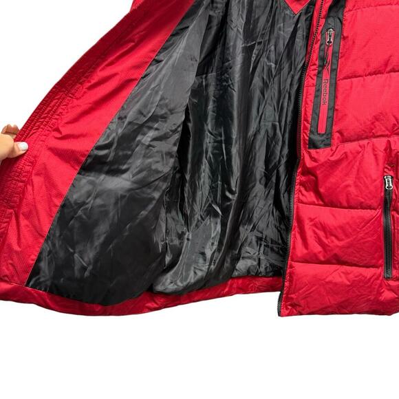 Reebok 1895 Men's Puffer Jacket Hooded Red Size Large - Picture 7 of 9